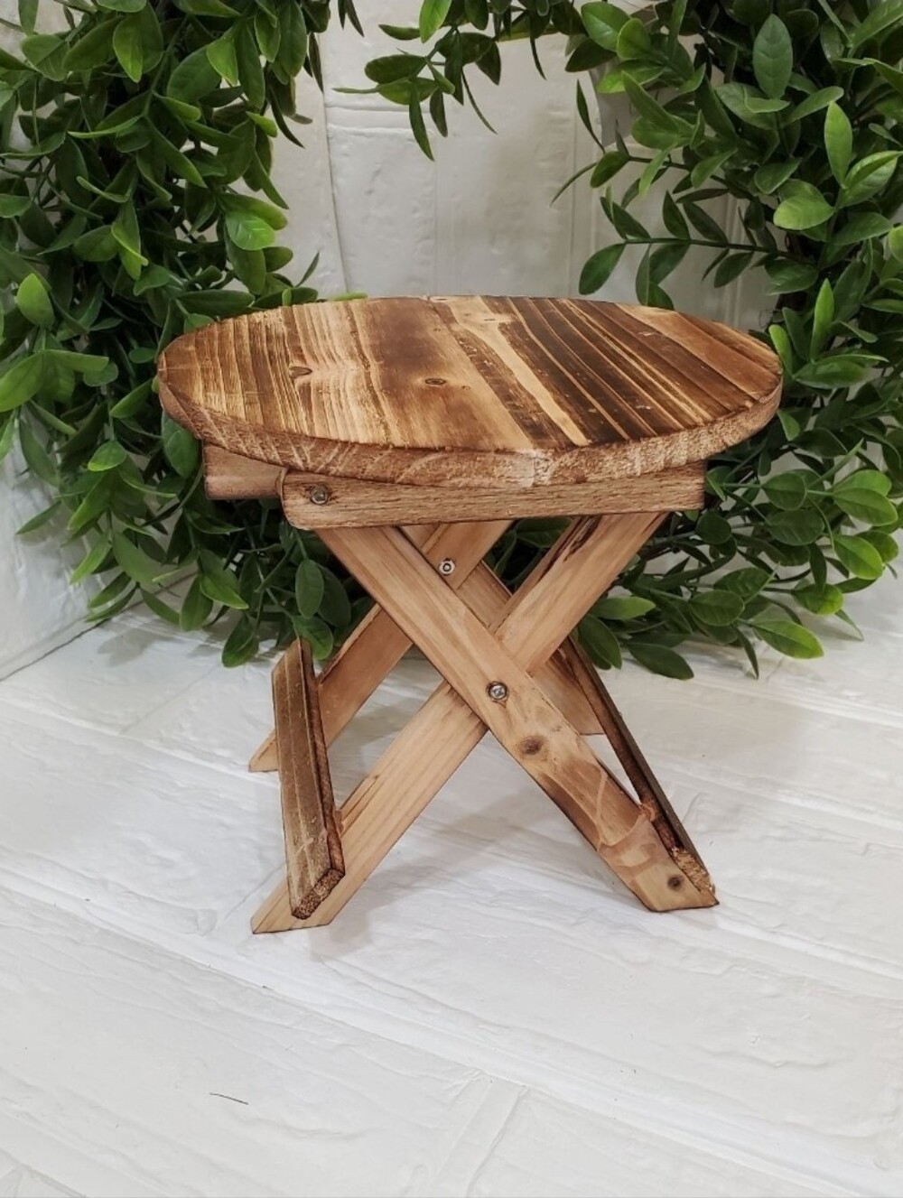Farmhouse 6.5 In . Round Collapsible  Display Pedestal , Boho Decor